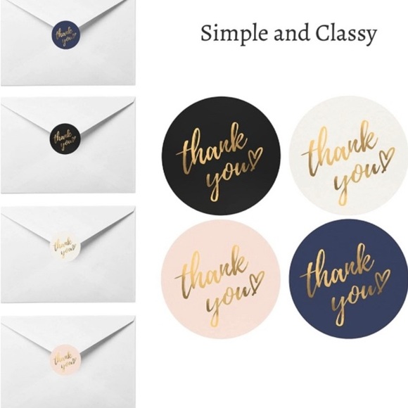50 Stickers*Thanks you* Labels stickers in 4 different colors - gold foil text - Picture 4 of 7